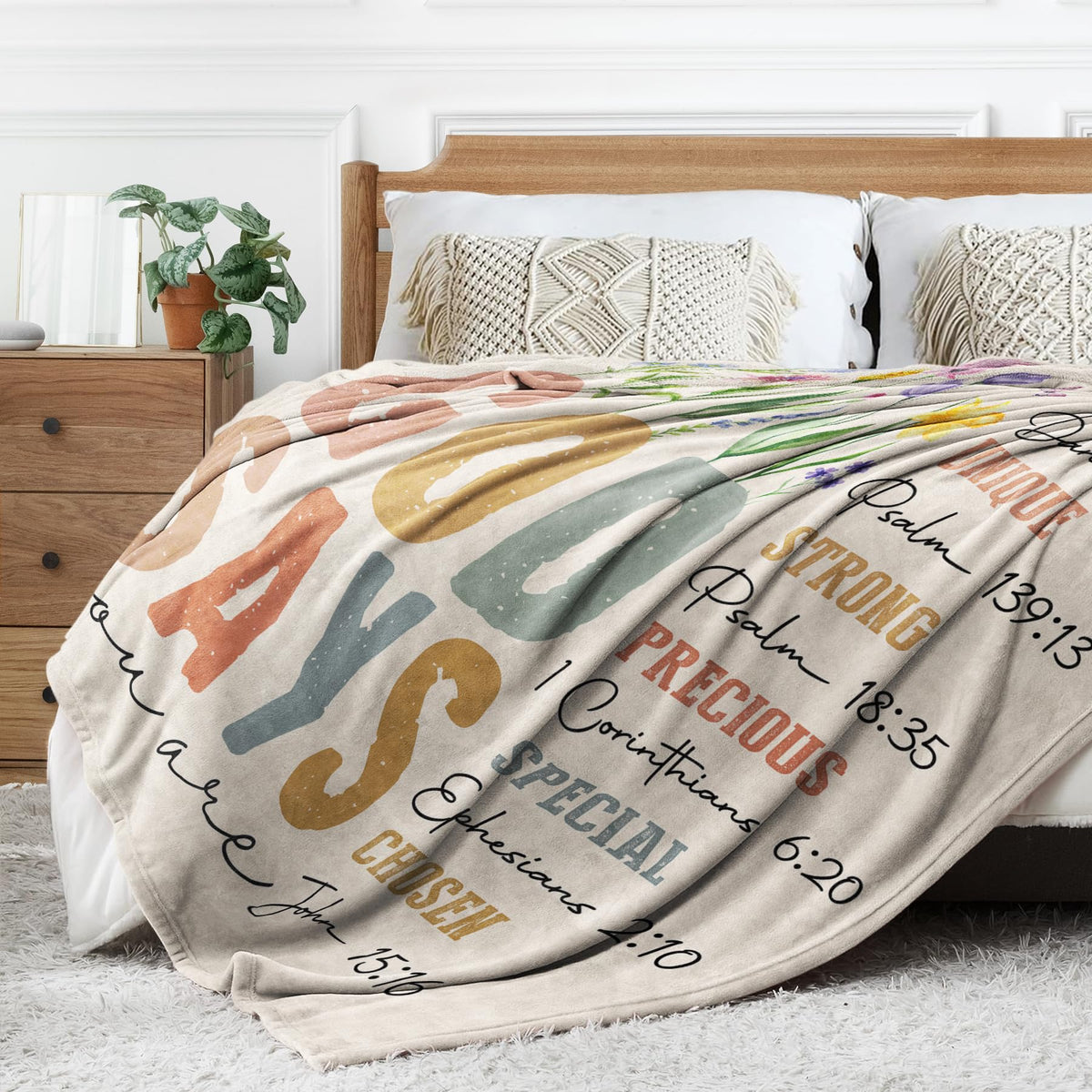 SteadStyle versatile-decor Christian blanket adds color and meaning to any room.