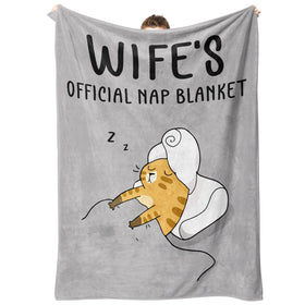 SteadStyle Wifes Official Nap Blanket with sleeping cat illustration for cozy afternoons