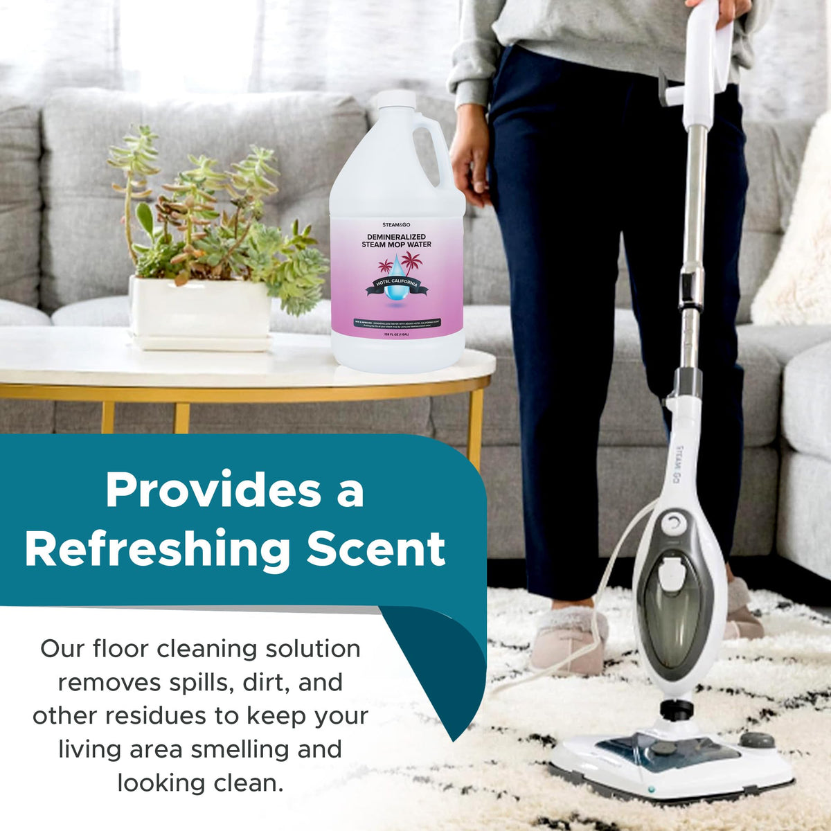 Steam & Go demineralized water bathroom-cleaning for fresh, residue-free surfaces
