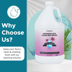 Steam & Go demineralized water hardwood-floor-cleaning on sealed surfaces