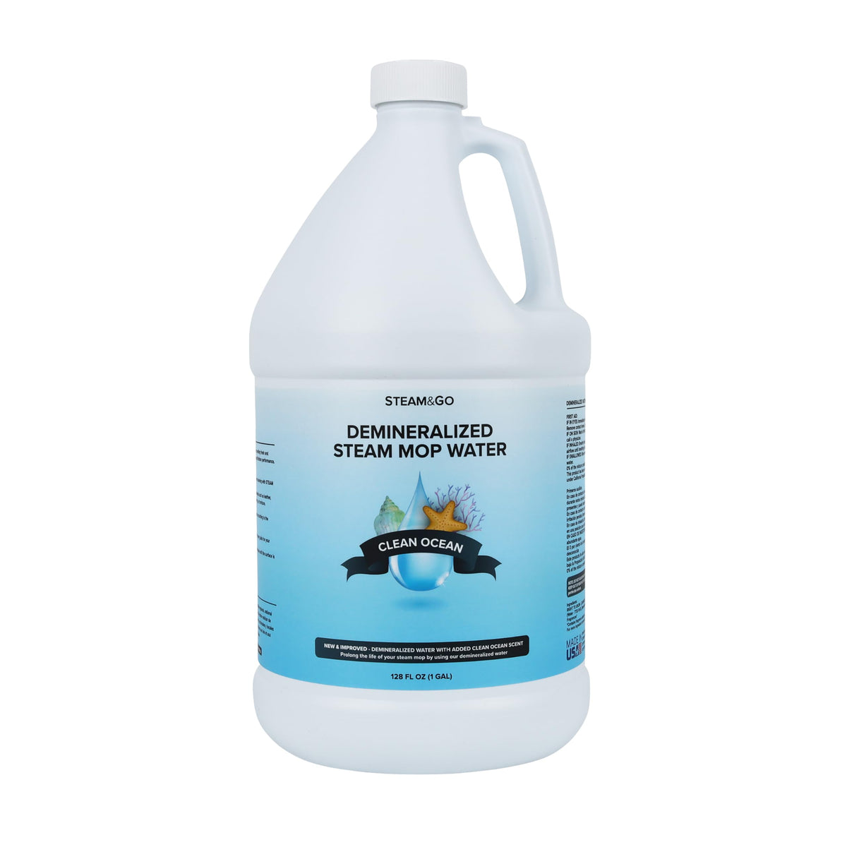 Steam & Go bottle used on floors for streak-free cleaning results.