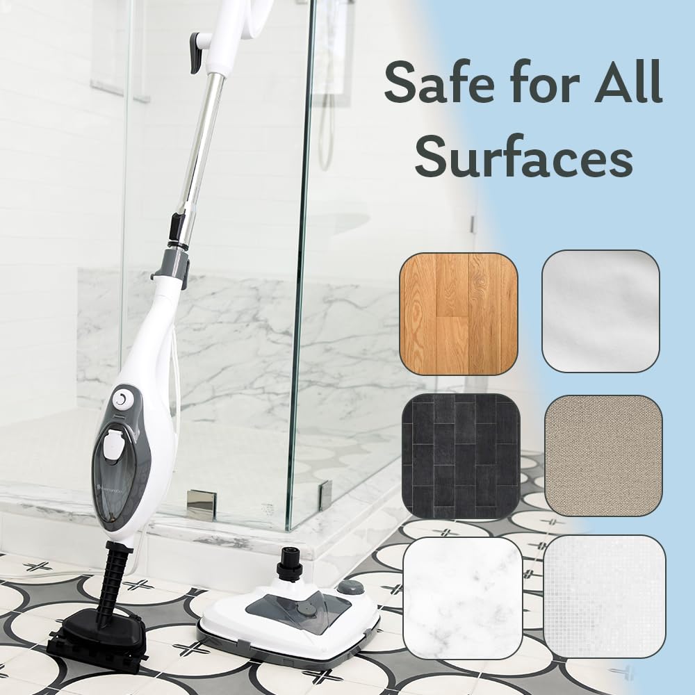 Steam and Go water-only mode provides chemical-free sanitizing across surfaces.
