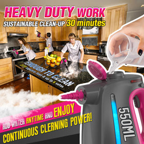 SteamFusion continuous steam flowing from the handheld cleaner for large surfaces