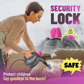 SteamFusion safety lock feature ensures secure operation during use.