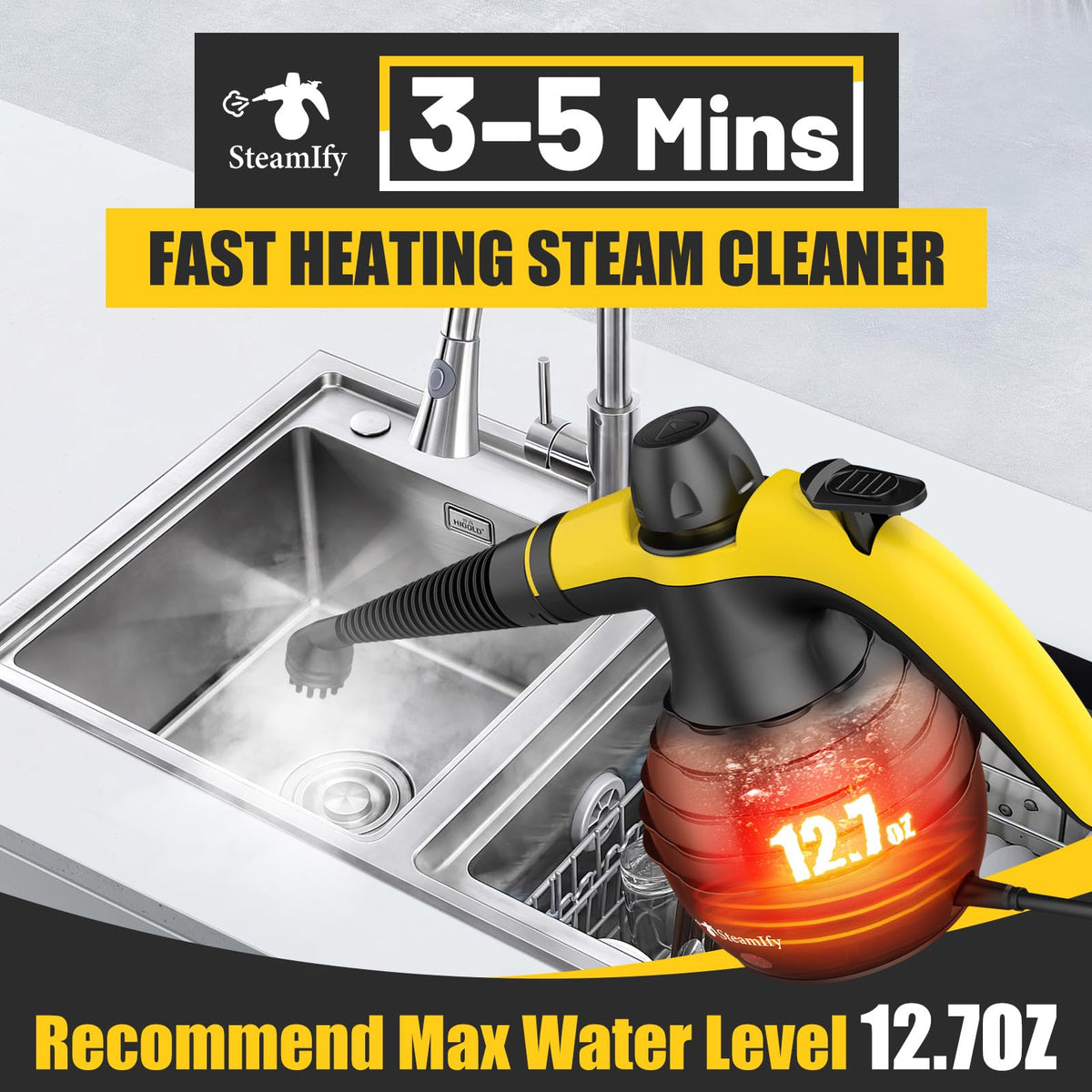 STEAMIFY 10-piece attachment kit for versatile surface cleaning.