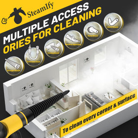 STEAMIFY car interior cleaning using steam nozzle for tough grime.