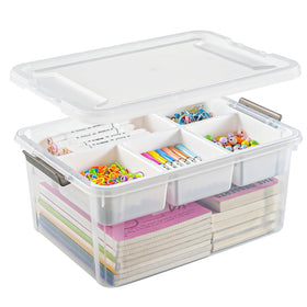 Stebopum 17qt storage box with removable tray keeps beads organized and visible at a glance