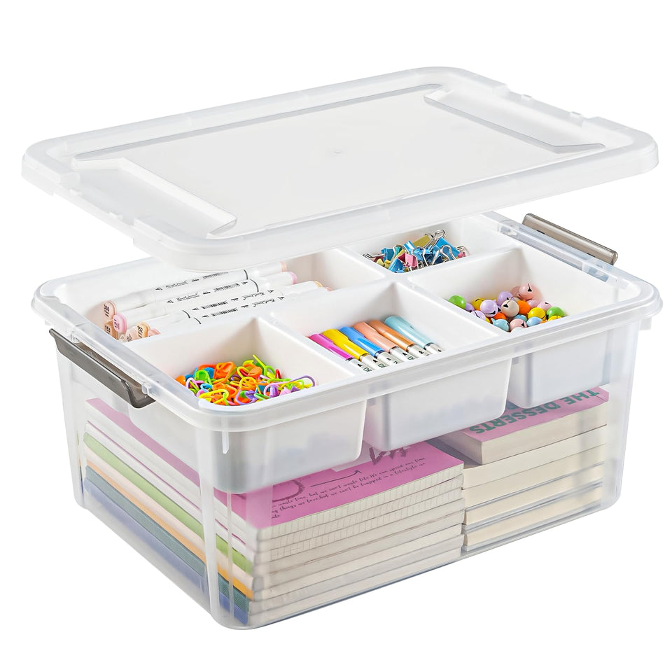 Stebopum 17qt storage box with removable tray keeps beads organized and visible at a glance