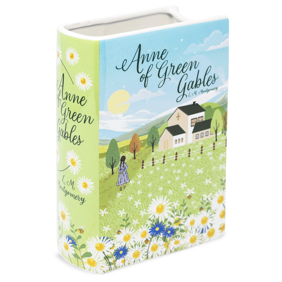 Steel Mill & Co. book-shaped ceramic vase with Anne of Green Gables art, ideal for display.
