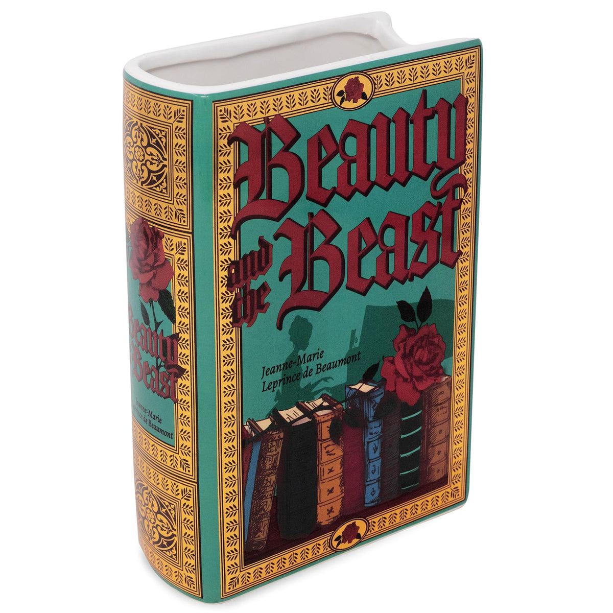 Steel Mill and Co book-shaped vase front view for elegant bookshelf decor