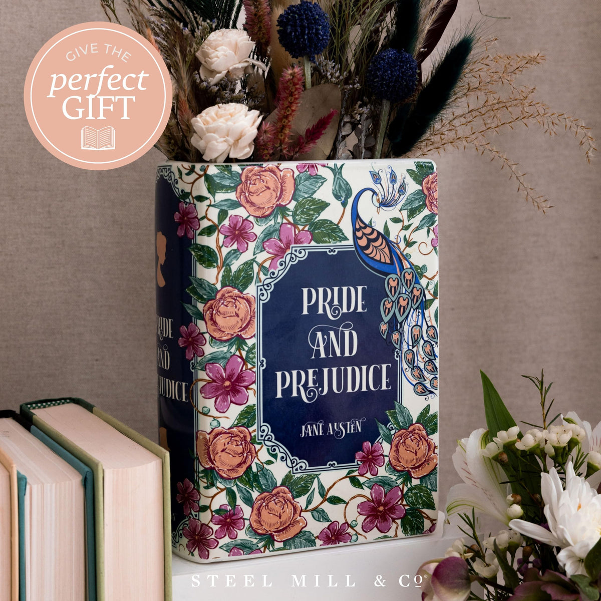Vase top opening accommodates flowers or desk supplies for tidy decor.