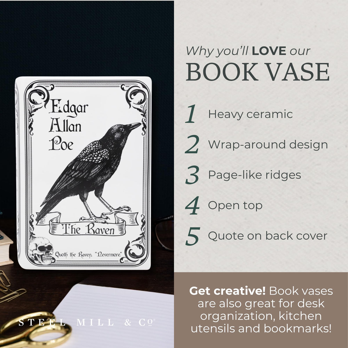 Steel Mill Co gift idea for book lovers vase