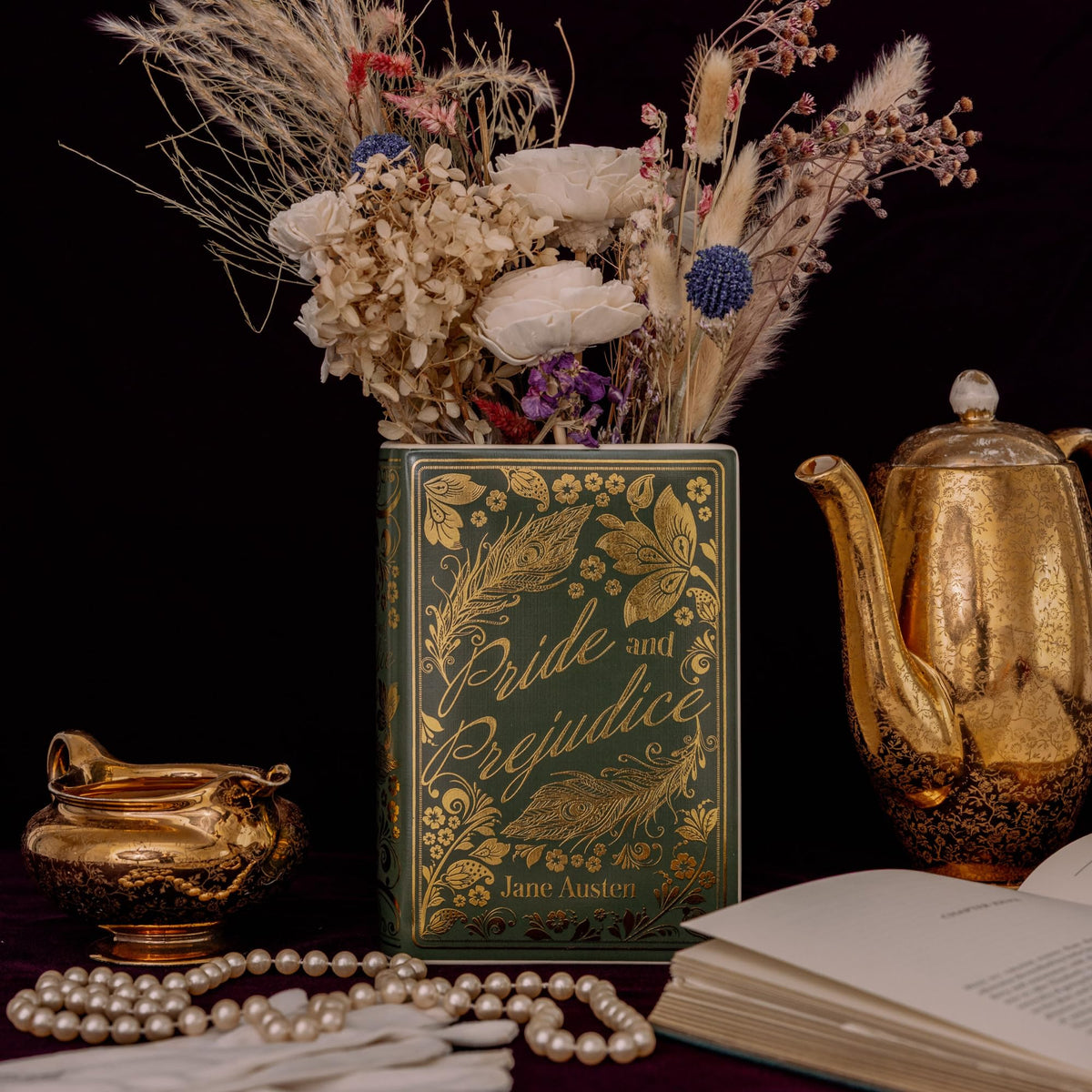 Steel Mill & Co book vase with office supplies organizes a desk with style