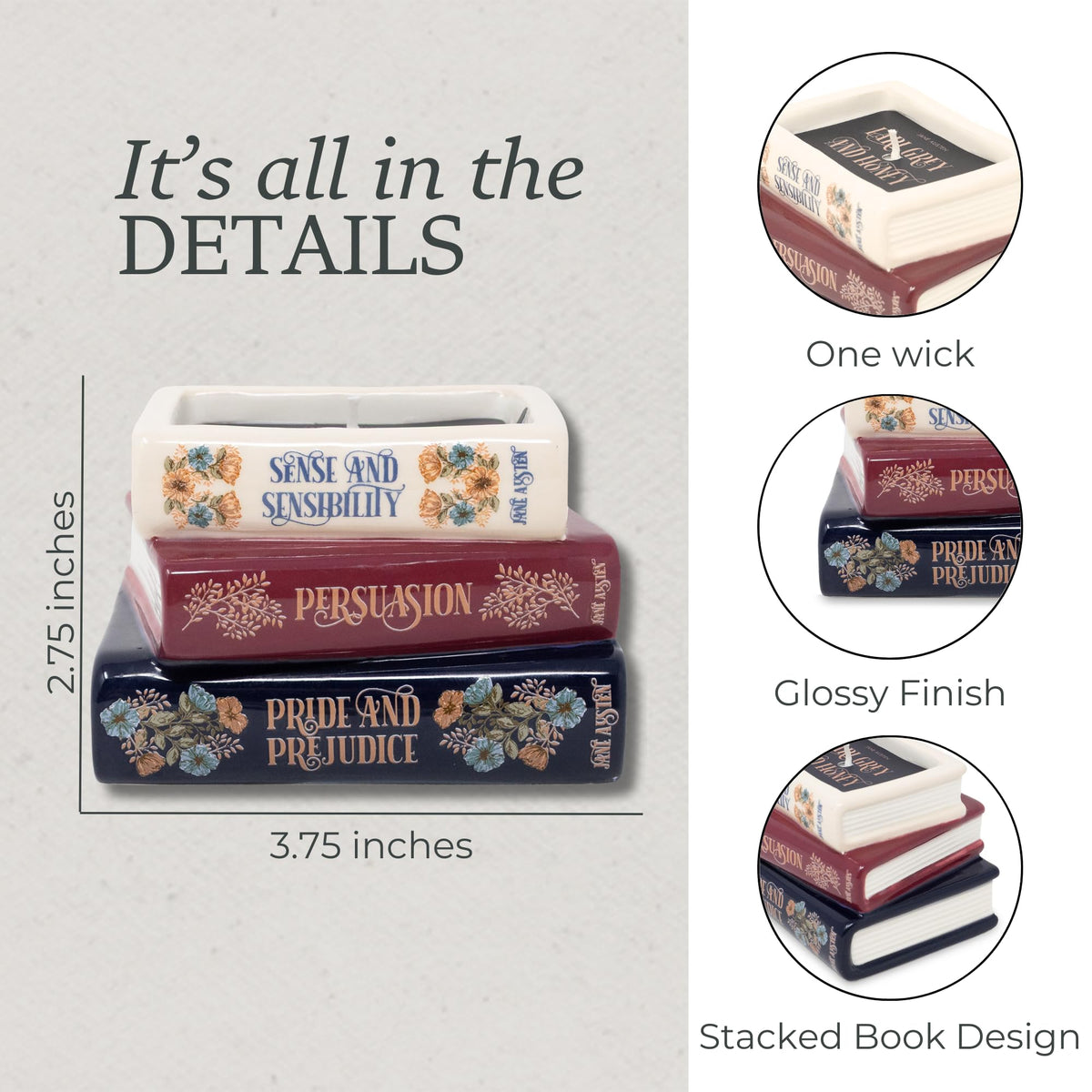 STEEL MILL AND CO Persuasion cover candle for Austen-loving décor.