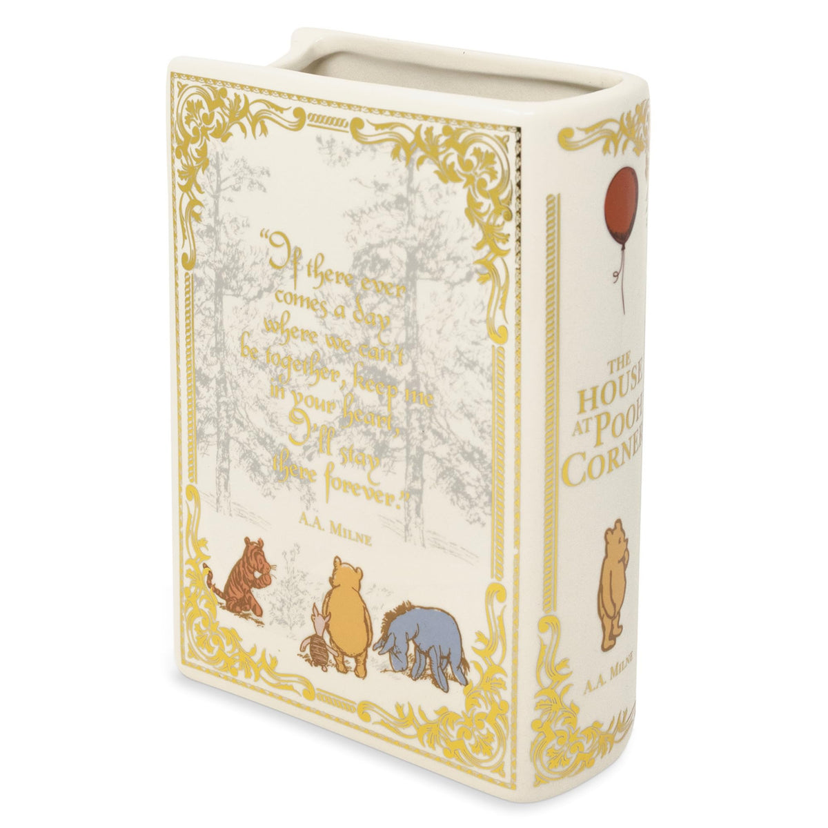 Steel Mill and Co large vase showcases Pooh Corner cover art for sophisticated home display.