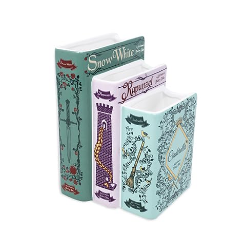 Steel Mill & Co triple book vase front view for bookshelf decor and floral displays.