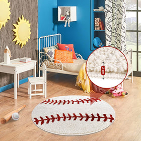STEF baseball decor rug complements other sports themes in kid-friendly settings.