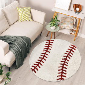 STEF baseball rug showcasing soft microfiber texture ideal for cozy kids' rooms.