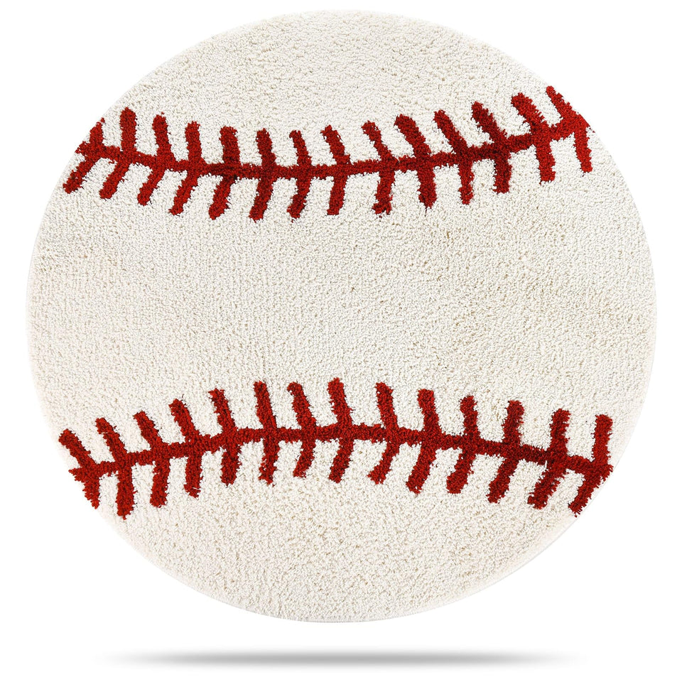 STEF baseball rug round 36-inch with secure non-slip backing for safe play.