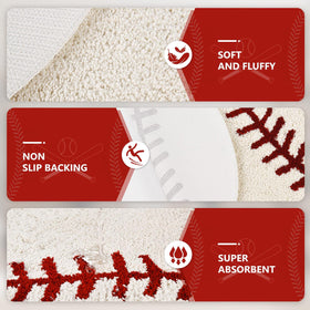 STEF baseball rug with machine-washable material simplifies quick cleanups after spills.
