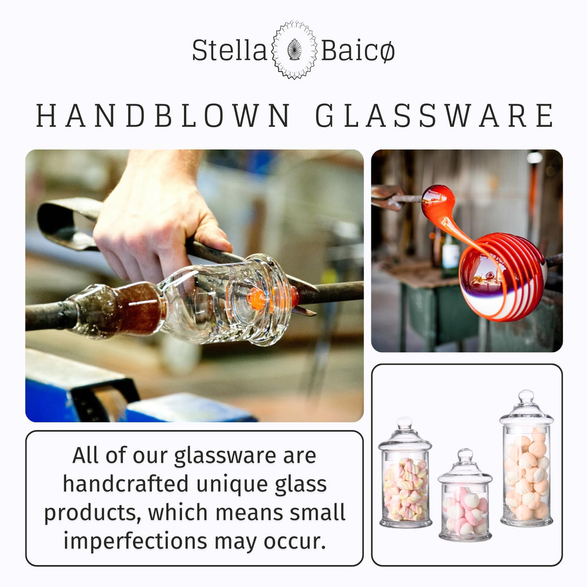 Stella Baicø apothecary jars set small with lid perfect for candies