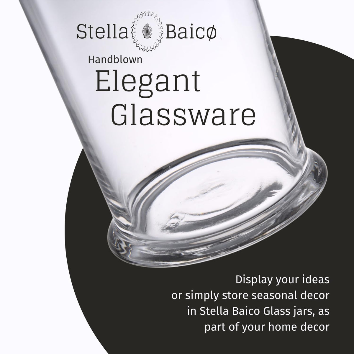 Stella Baicø bathroom glass jars for cotton balls and bath salts