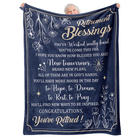 Stelogiift retirement blanket folded, compact gift ready for gifting and display.