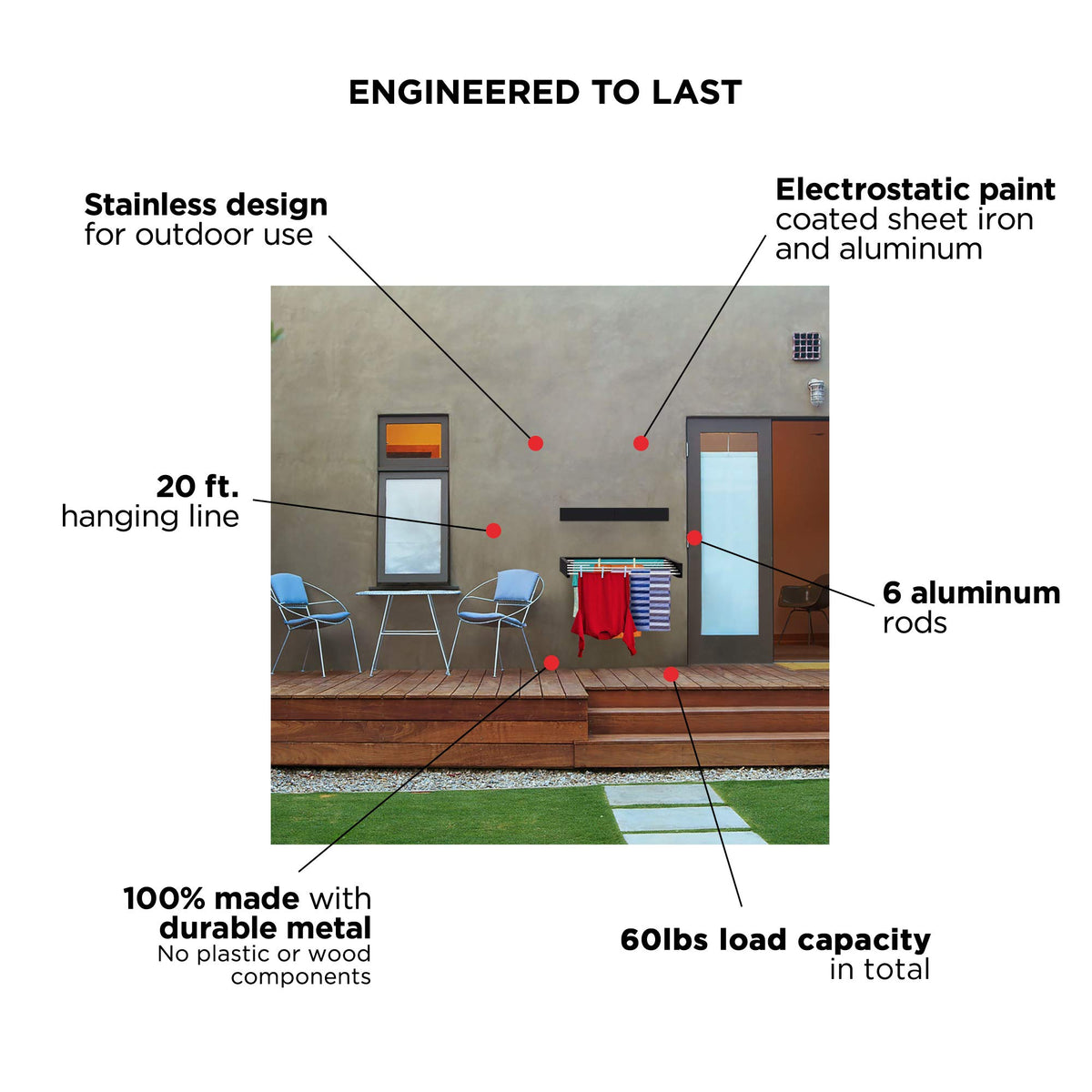 Step Up retractable design tucks neatly against wall after use