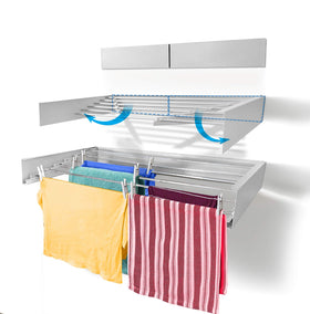 Step Up wall mounted drying rack in white 40 inch length saves space while drying garments
