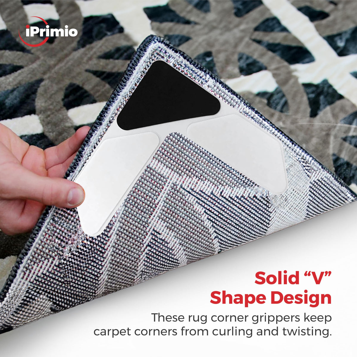 StepNGrip iPrimio adhesive rug gripper maintains place on carpets.