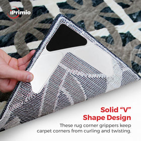 StepNGrip iPrimio adhesive rug gripper maintains place on carpets.