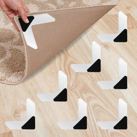 StepNGrip iPrimio rug gripper corner white, pack 8 secures rug corners on indoor floors.