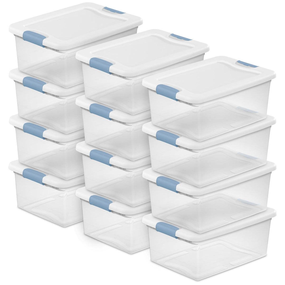 Sterilite 12-pack latching box under-bed storage bin with secure lid keeps items dust-free