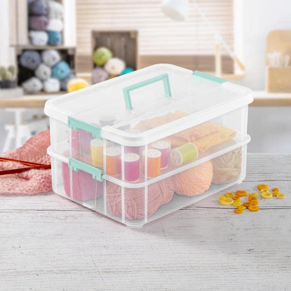See-through layers of Sterilite 1427CLR keep items accessible.