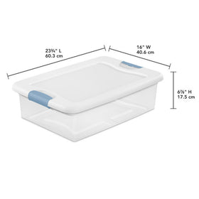 Sterilite 32-quart bin with transparent base for quick content identification