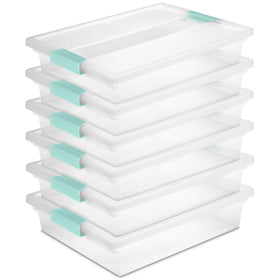 Sterilite 6-pack clip box front view for easy access and organization.