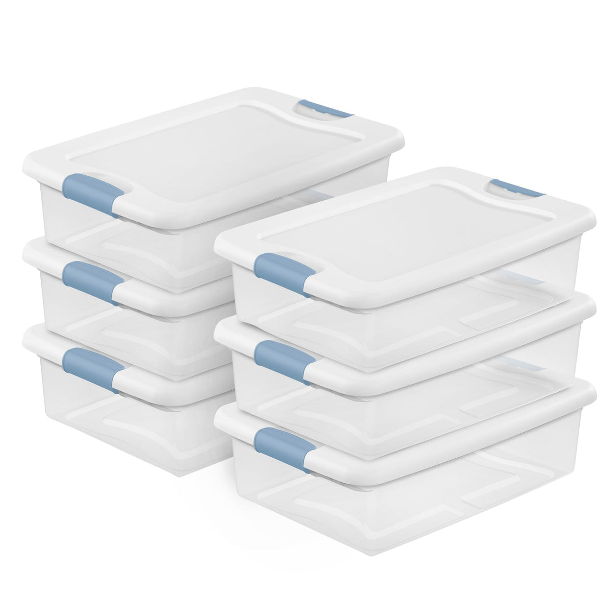 Sterilite 6-pack latching box with lid, clear view for easy contents