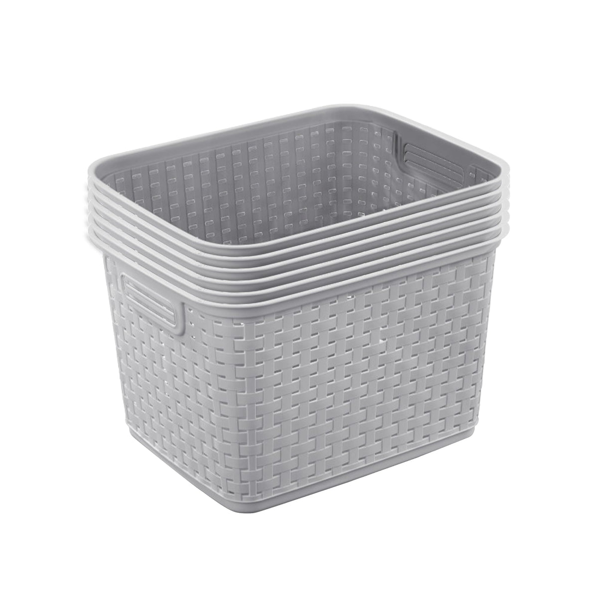 Sterilite 6-pack tall weave basket in cement gray for organized storage and easy access