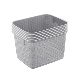 Sterilite 6-pack tall weave basket in cement gray for organized storage and easy access