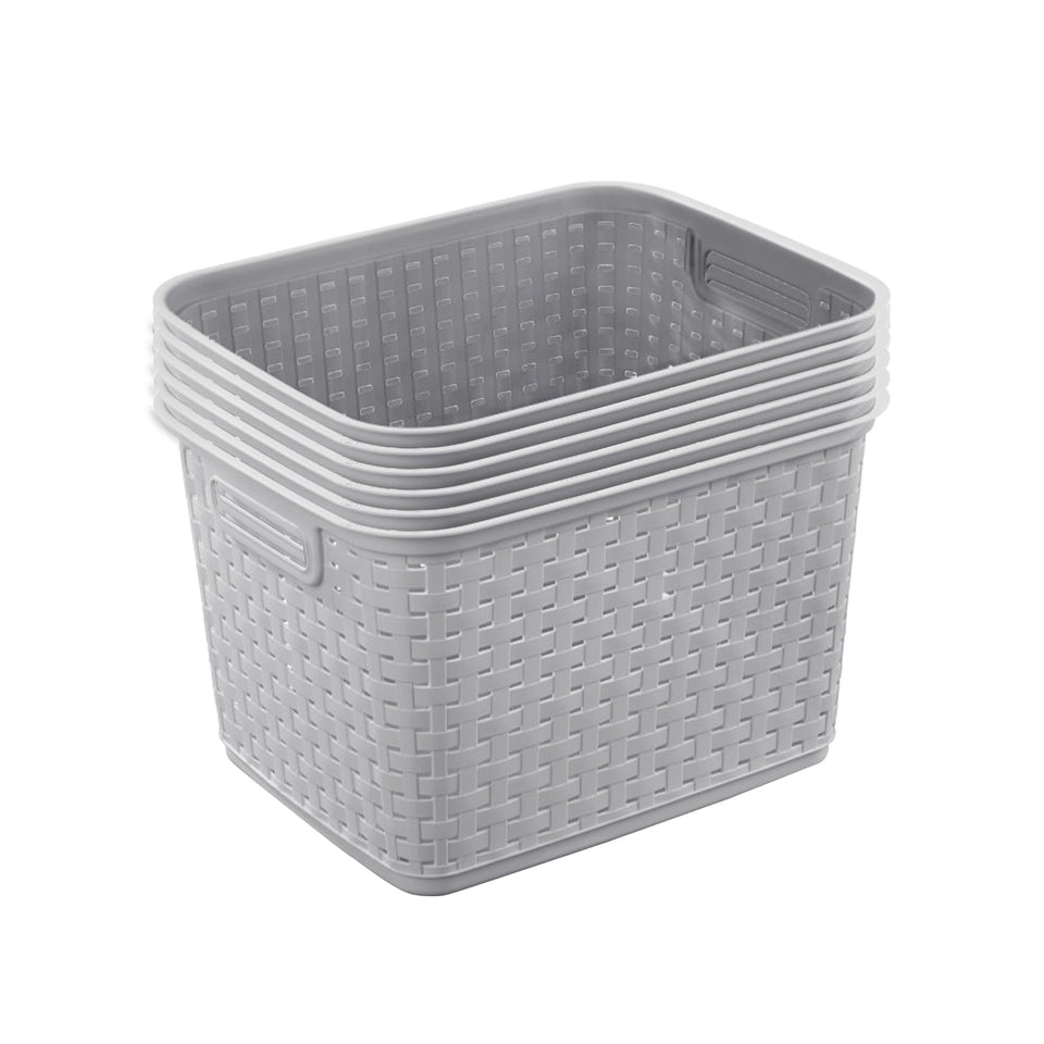 Sterilite 6-pack tall weave basket in cement gray for organized storage and easy access