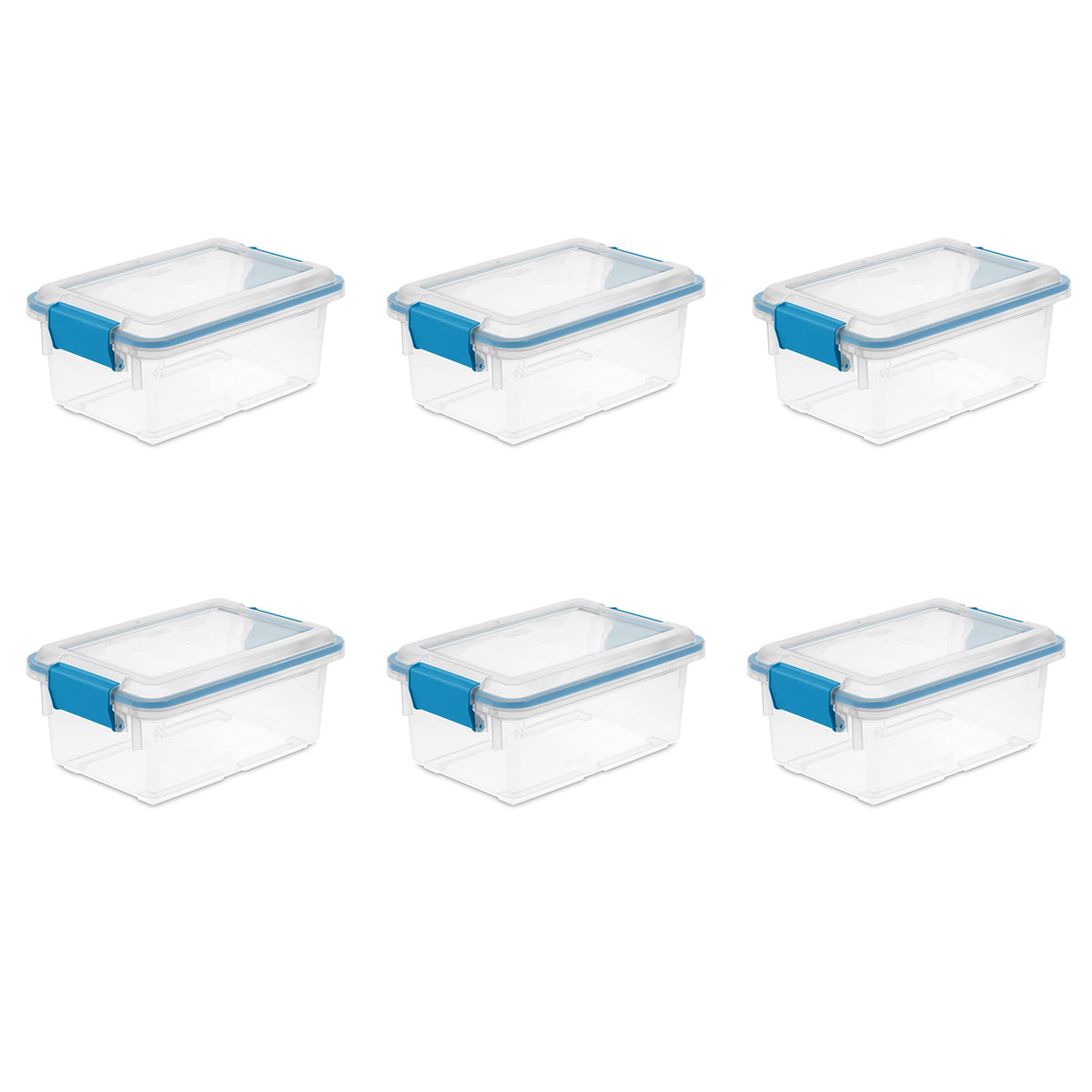 Sterilite 7.5 Qt gasket box front view, stackable storage for keepsakes and photos.