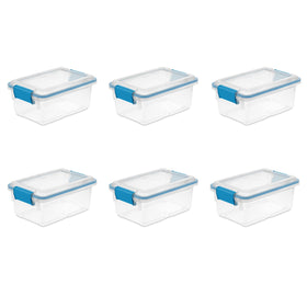 Sterilite 7.5 Qt gasket box front view, stackable storage for keepsakes and photos.
