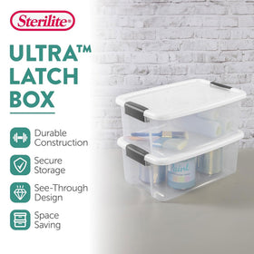 Sterilite clear storage bin demonstrates contents at a glance for quick retrieval.
