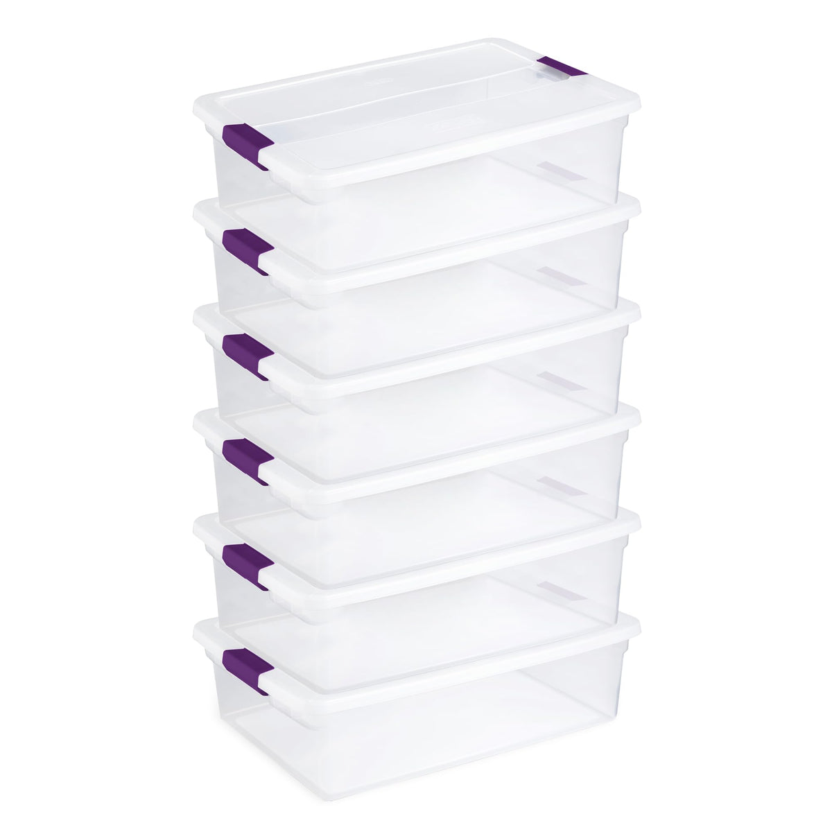 Sterilite ClearView latch box shows clear base and lid for quick content checks