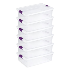 Sterilite ClearView latch box shows clear base and lid for quick content checks