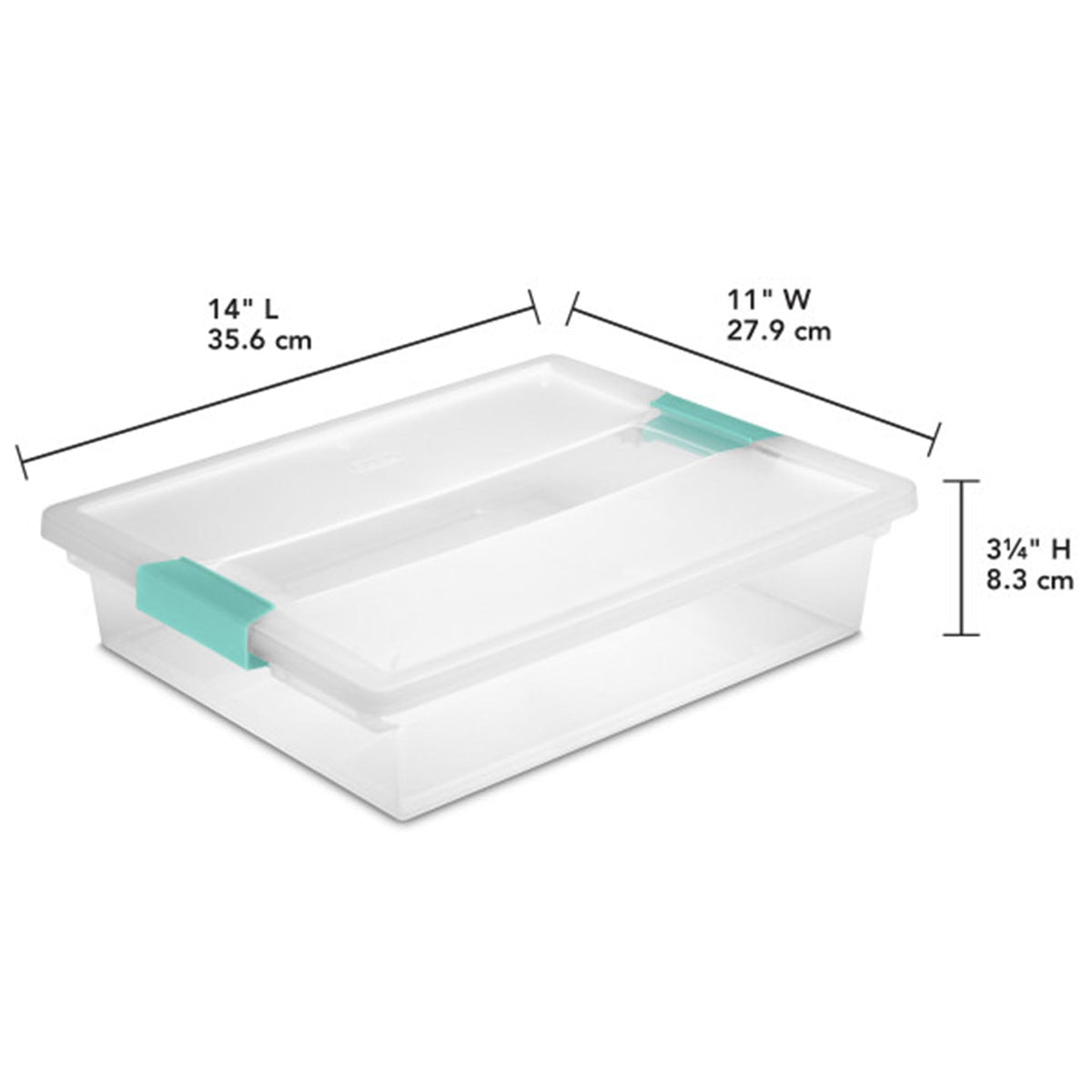Sterilite clip box clear base and lid reveal contents at a glance.