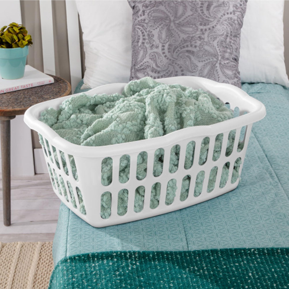 Sterilite compact stackable design saves space in any room.