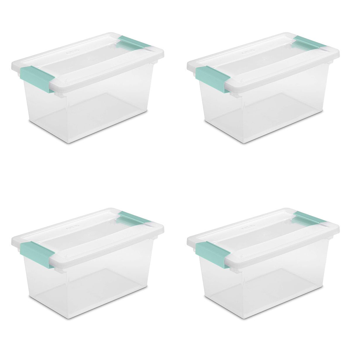 Sterilite medium clip box with clear base shows contents at a glance.