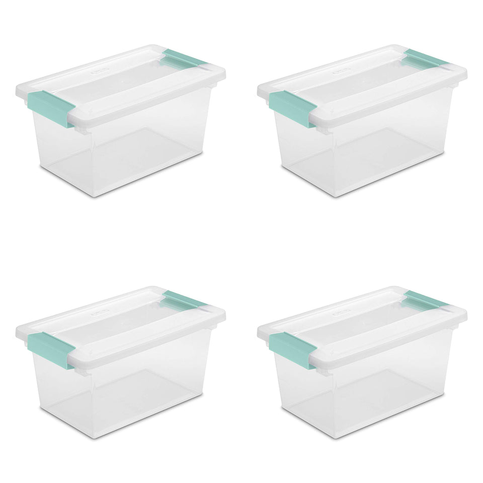 Sterilite medium clip box with clear base shows contents at a glance.
