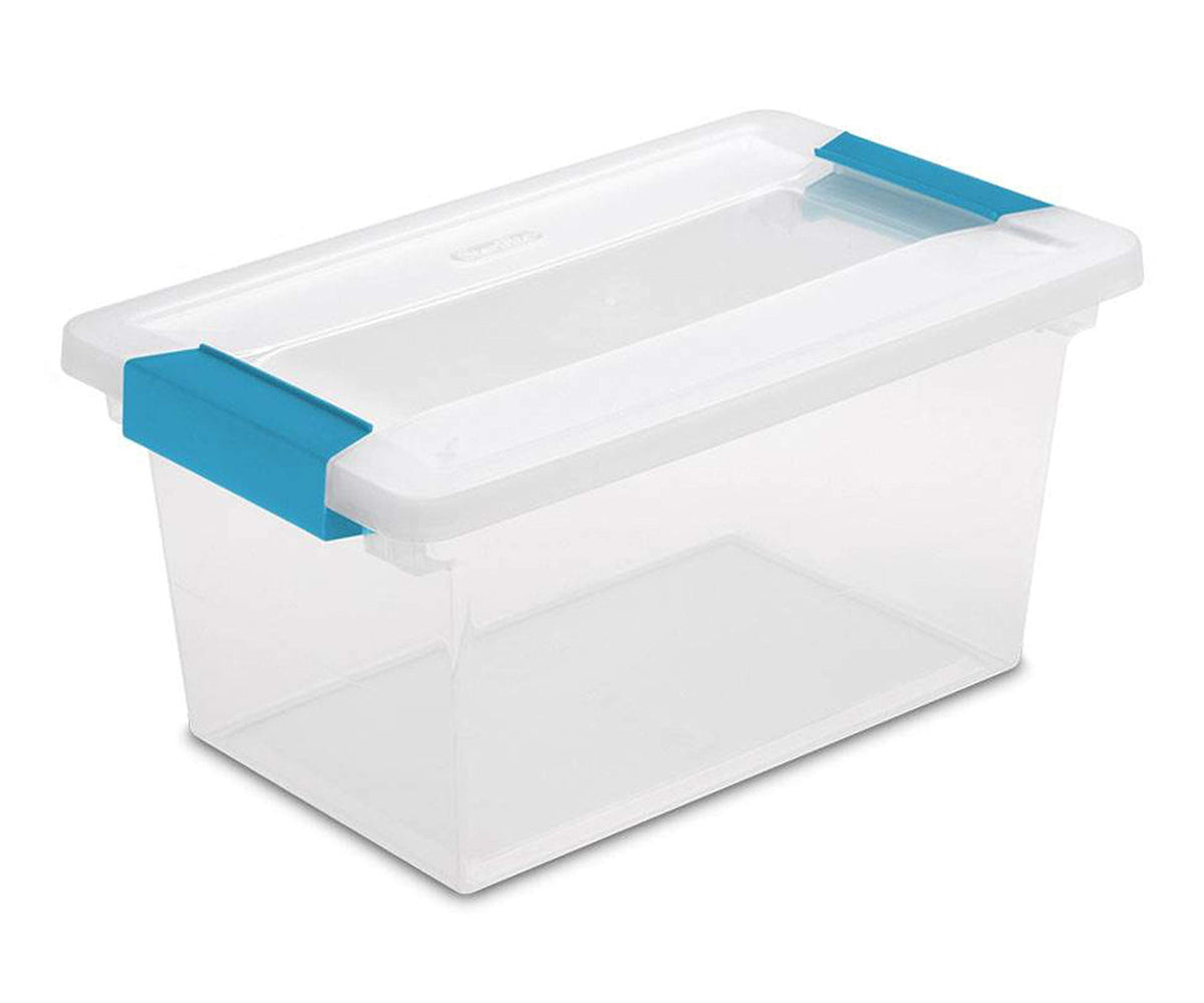 Sterilite four-pack clip boxes ready for office or craft organization.